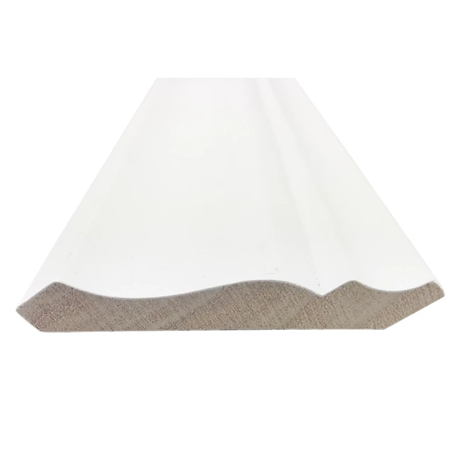 Pab Koomtes Loj Dawb Gesso Coated Ntoo Crown Moldings Rau Qab nthab