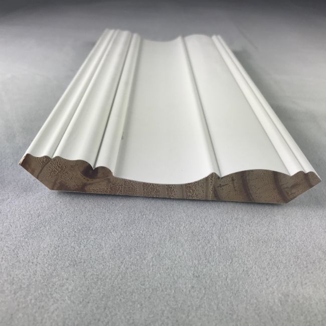 High Quality Dawb Primed Ntoo Crown Moldings Rau Qab nthab